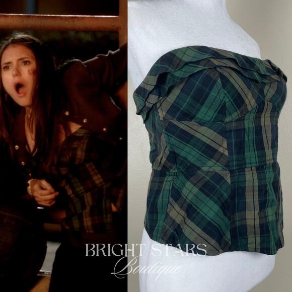 Rare Plaid Tartan Corset Top ASO Elena Gilbert The Vampire Diaries Y2K TVD - Picture 2 of 10